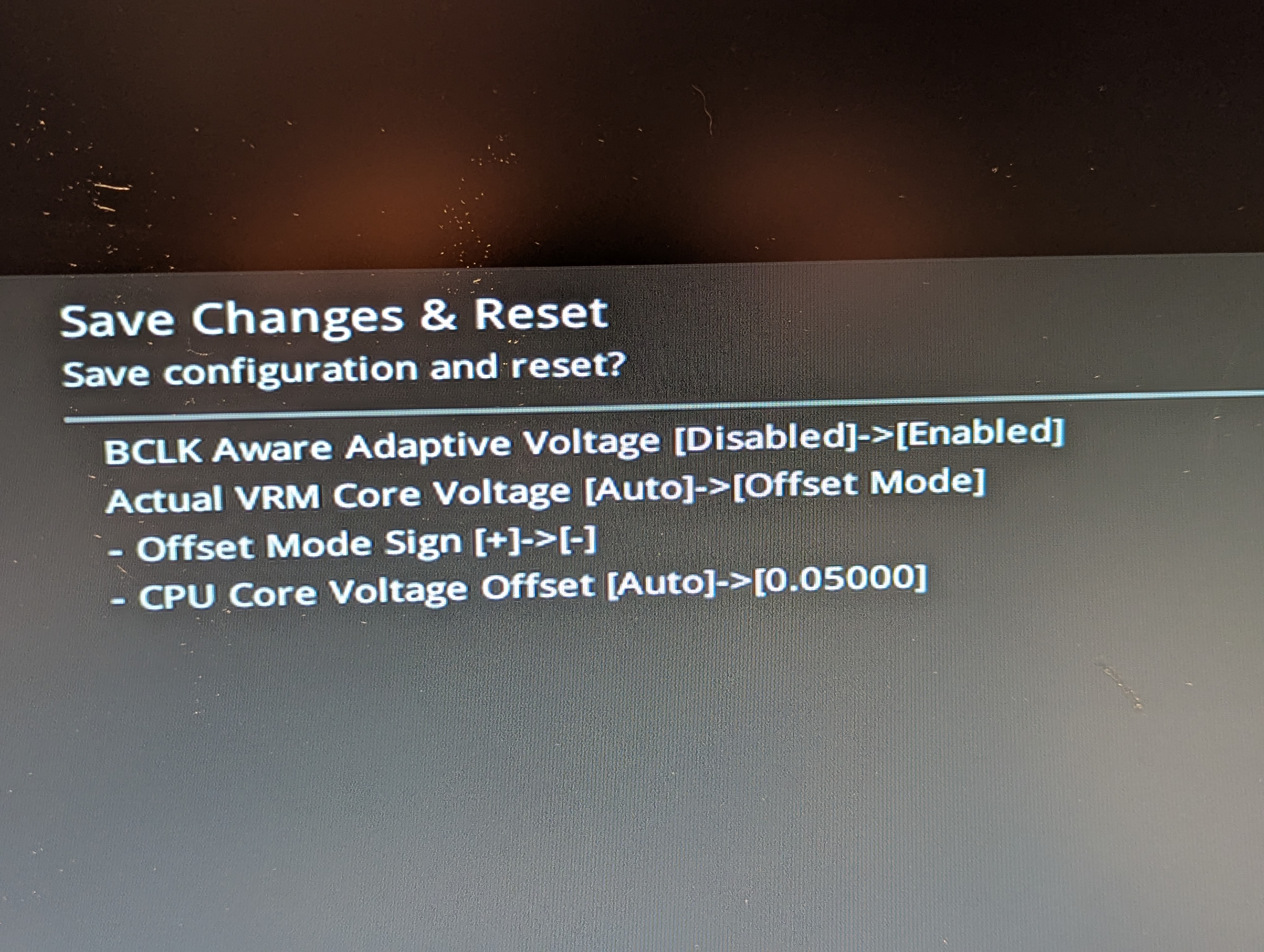 BIOS settings for -0.05V undervolt